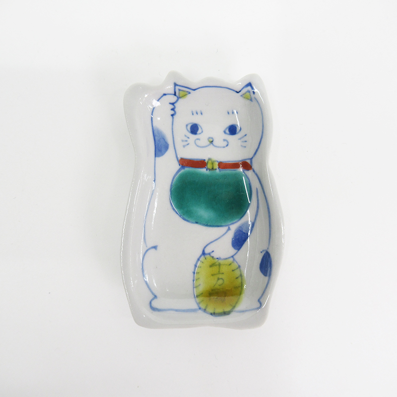 双鳩窯  縁起豆皿(右手上げ)